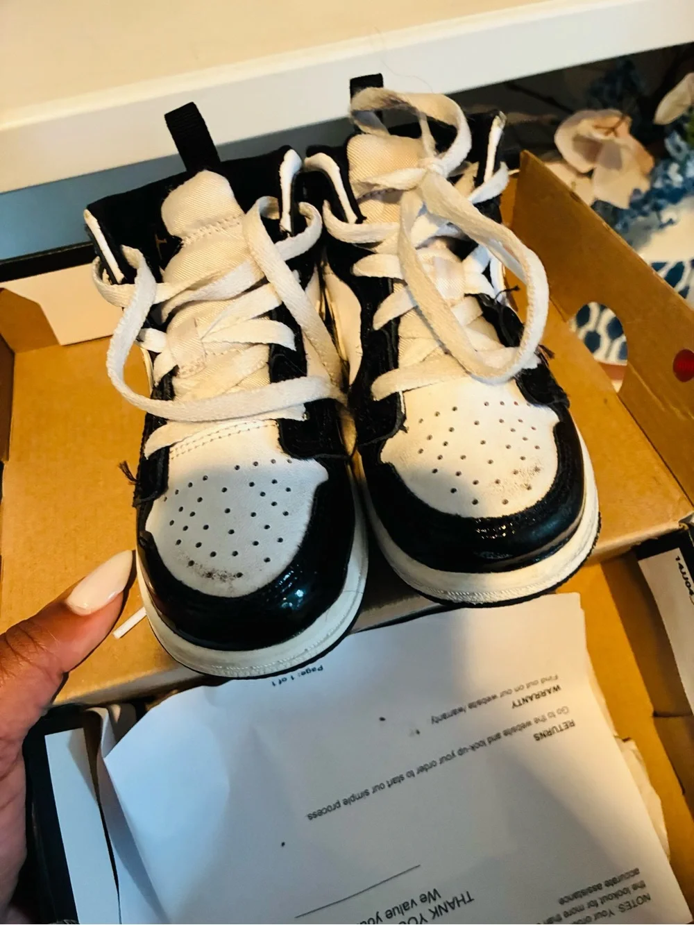 Jordan Kids Black and White High-Top Sneakers